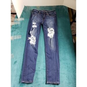 American Eagle Jeans Size 6 Womens Blue Stretch Pants Ladies Mid Rise Jegging